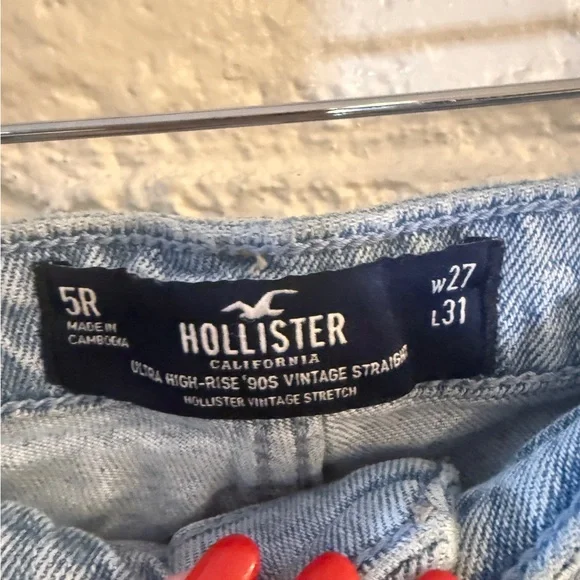 Hollister Distressed Light Blue Straight Leg Jeans - Picture 3 of 5